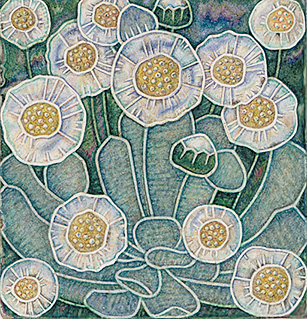 «Зелене тло білих квітів». 2002. Папір, акварель